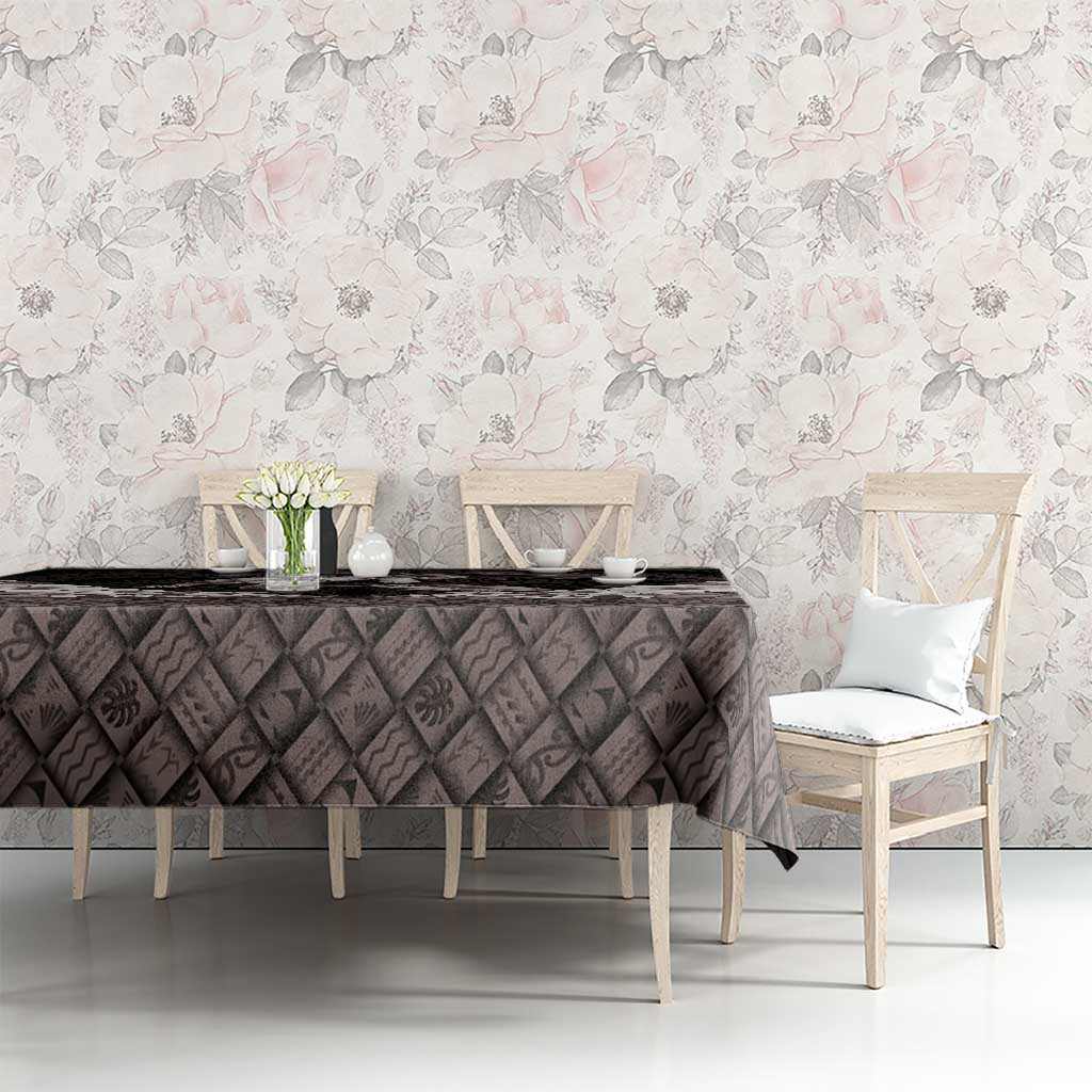 Hawaiian Lei Turtle and Plumeria Tablecloth Polynerian Art Tattoo-Grayscale Mode LT03 - Polynesian Pride