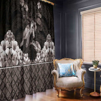 Hawaiian Lei Turtle and Plumeria Window Curtain Polynerian Art Tattoo-Grayscale Mode LT03 - Polynesian Pride