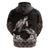 Hawaiian Lei Turtle and Plumeria Zip Hoodie Polynerian Art Tattoo-Grayscale Mode