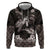 Hawaiian Lei Turtle and Plumeria Zip Hoodie Polynerian Art Tattoo-Grayscale Mode