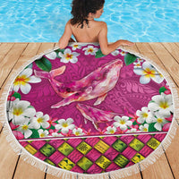 Hawaiian Plumeria and Humpback Whales Beach Blanket Polynerian Art Tattoo-Plum Pink Color LT03 - Polynesian Pride