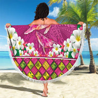 Hawaiian Plumeria and Humpback Whales Beach Blanket Polynerian Art Tattoo-Plum Pink Color LT03 - Polynesian Pride