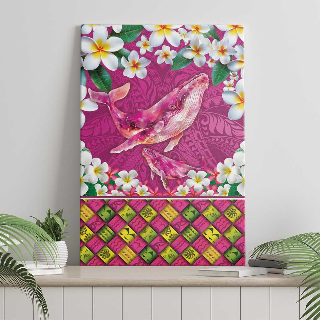 Hawaiian Plumeria and Humpback Whales Canvas Wall Art Polynerian Art Tattoo-Plum Pink Color LT03 - Polynesian Pride