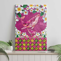 Hawaiian Plumeria and Humpback Whales Canvas Wall Art Polynerian Art Tattoo-Plum Pink Color LT03 - Polynesian Pride