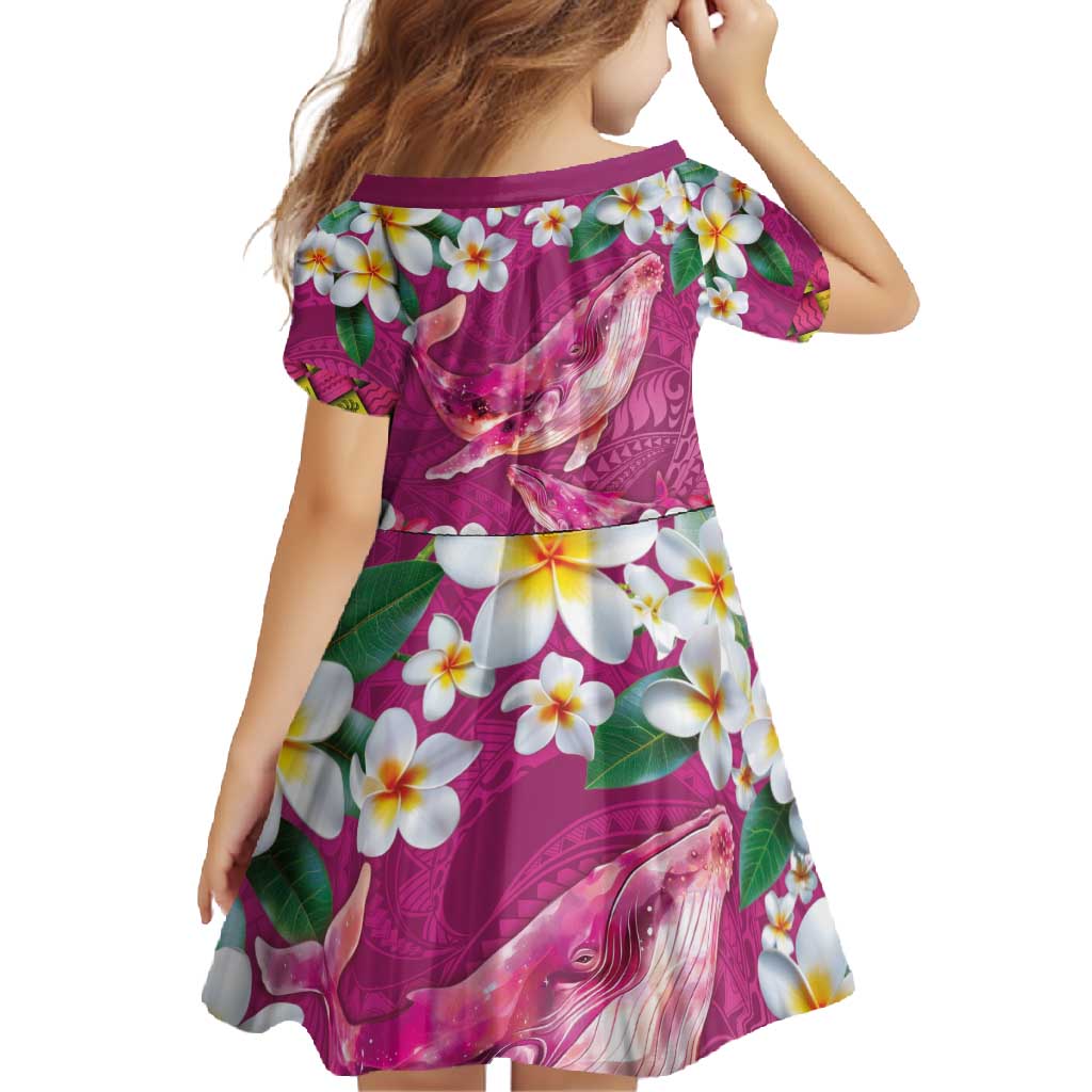 Hawaiian Plumeria and Humpback Whales Family Matching Mermaid Dress and Hawaiian Shirt Polynerian Art Tattoo-Plum Pink Color