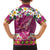 Hawaiian Plumeria and Humpback Whales Family Matching Off Shoulder Maxi Dress and Hawaiian Shirt Polynerian Art Tattoo-Plum Pink Color