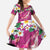 Hawaiian Plumeria and Humpback Whales Family Matching Off Shoulder Maxi Dress and Hawaiian Shirt Polynerian Art Tattoo-Plum Pink Color