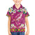 Hawaiian Plumeria and Humpback Whales Family Matching Off Shoulder Maxi Dress and Hawaiian Shirt Polynerian Art Tattoo-Plum Pink Color