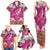 Hawaiian Plumeria and Humpback Whales Family Matching Tank Maxi Dress and Hawaiian Shirt Polynerian Art Tattoo-Plum Pink Color