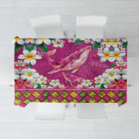 Hawaiian Plumeria and Humpback Whales Tablecloth Polynerian Art Tattoo-Plum Pink Color LT03 Pink - Polynesian Pride