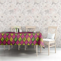 Hawaiian Plumeria and Humpback Whales Tablecloth Polynerian Art Tattoo-Plum Pink Color LT03 - Polynesian Pride