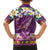 Hawaiian Plumeria and Humpback Whales Family Matching Off Shoulder Maxi Dress and Hawaiian Shirt Polynerian Art Tattoo-Mauve Color
