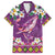 Hawaiian Plumeria and Humpback Whales Family Matching Off Shoulder Maxi Dress and Hawaiian Shirt Polynerian Art Tattoo-Mauve Color