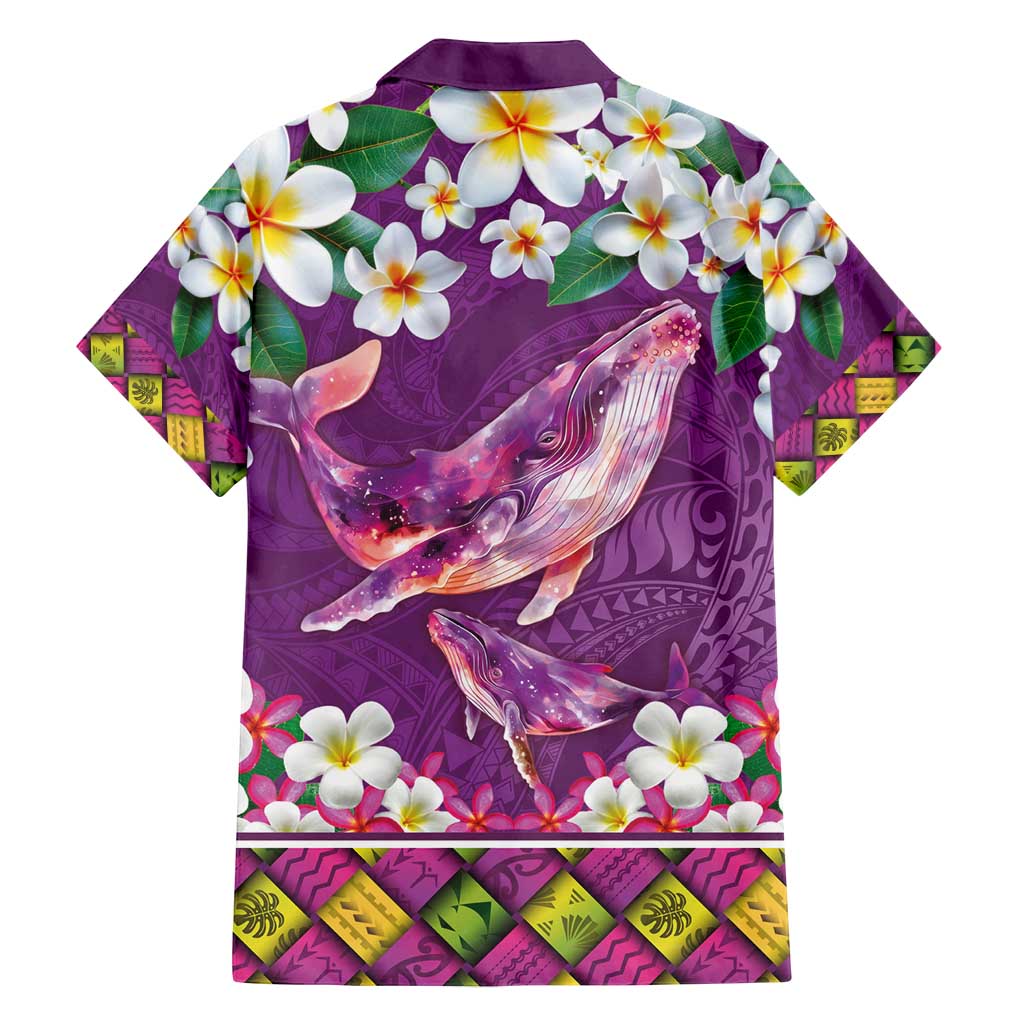 Hawaiian Plumeria and Humpback Whales Family Matching Off Shoulder Maxi Dress and Hawaiian Shirt Polynerian Art Tattoo-Mauve Color