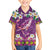 Hawaiian Plumeria and Humpback Whales Family Matching Off Shoulder Maxi Dress and Hawaiian Shirt Polynerian Art Tattoo-Mauve Color
