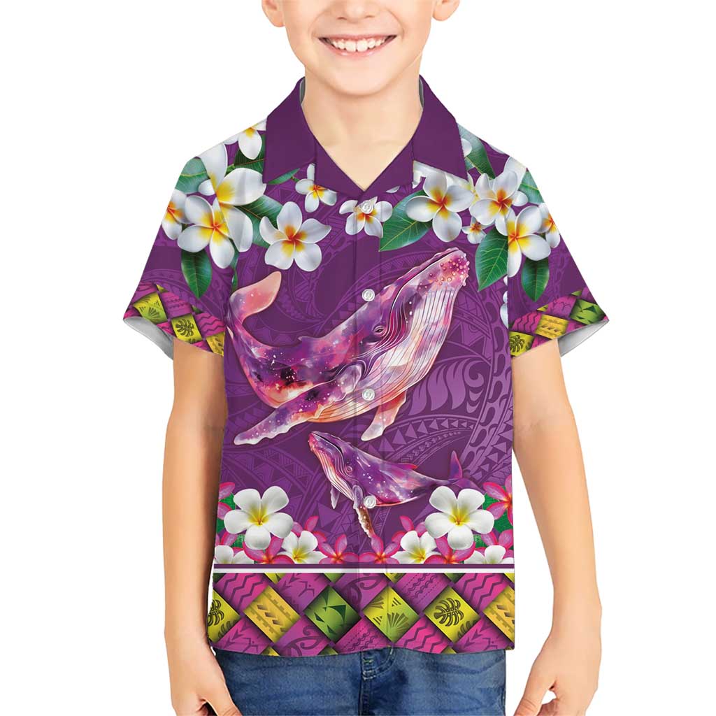 Hawaiian Plumeria and Humpback Whales Hawaiian Shirt Polynerian Art Tattoo-Mauve Color