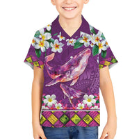 Hawaiian Plumeria and Humpback Whales Hawaiian Shirt Polynerian Art Tattoo-Mauve Color
