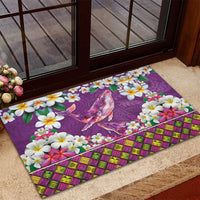 Hawaiian Plumeria and Humpback Whales Rubber Doormat Polynerian Art Tattoo-Mauve Color LT03 - Polynesian Pride
