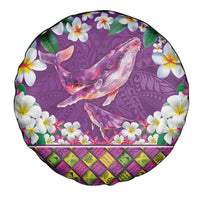 Hawaiian Plumeria and Humpback Whales Spare Tire Cover Polynerian Art Tattoo-Mauve Color