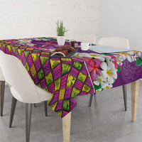 Hawaiian Plumeria and Humpback Whales Tablecloth Polynerian Art Tattoo-Mauve Color LT03 - Polynesian Pride