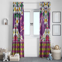 Hawaiian Plumeria and Humpback Whales Window Curtain Polynerian Art Tattoo-Mauve Color LT03 - Polynesian Pride