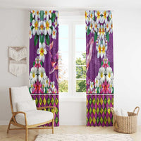Hawaiian Plumeria and Humpback Whales Window Curtain Polynerian Art Tattoo-Mauve Color LT03 - Polynesian Pride