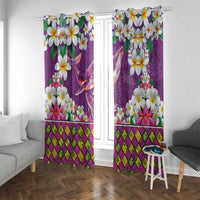 Hawaiian Plumeria and Humpback Whales Window Curtain Polynerian Art Tattoo-Mauve Color LT03 With Grommets Purple - Polynesian Pride