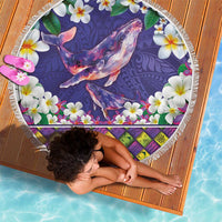 Hawaiian Plumeria and Humpback Whales Beach Blanket Polynerian Art Tattoo-Navy Color LT03 - Polynesian Pride
