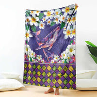 Hawaiian Plumeria and Humpback Whales Blanket Polynerian Art Tattoo-Navy Color LT03 - Polynesian Pride