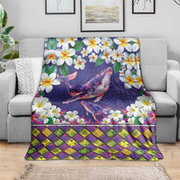 Hawaiian Plumeria and Humpback Whales Blanket Polynerian Art Tattoo-Navy Color LT03 - Polynesian Pride