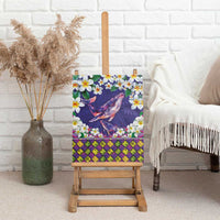 Hawaiian Plumeria and Humpback Whales Canvas Wall Art Polynerian Art Tattoo-Navy Color LT03 - Polynesian Pride
