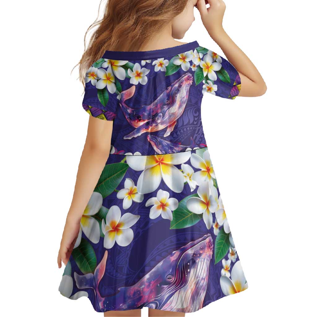 Hawaiian Plumeria and Humpback Whales Family Matching Off Shoulder Maxi Dress and Hawaiian Shirt Polynerian Art Tattoo-Navy Color