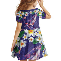 Hawaiian Plumeria and Humpback Whales Family Matching Summer Maxi Dress and Hawaiian Shirt Polynerian Art Tattoo-Navy Color