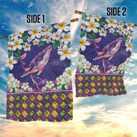 Hawaiian Plumeria and Humpback Whales Garden Flag Polynerian Art Tattoo-Navy Color LT03 - Polynesian Pride