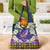 Hawaiian Plumeria and Humpback Whales Grocery Bag Polynerian Art Tattoo-Navy Color