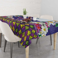 Hawaiian Plumeria and Humpback Whales Tablecloth Polynerian Art Tattoo-Navy Color LT03 - Polynesian Pride