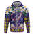 Hawaiian Plumeria and Humpback Whales Zip Hoodie Polynerian Art Tattoo-Navy Color