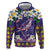 Hawaiian Plumeria and Humpback Whales Zip Hoodie Polynerian Art Tattoo-Navy Color