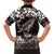 Hawaiian Plumeria and Humpback Whales Family Matching Off Shoulder Maxi Dress and Hawaiian Shirt Polynerian Art Tattoo-Grayscale Mode
