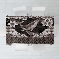 Hawaiian Plumeria and Humpback Whales Tablecloth Polynerian Art Tattoo-Grayscale Mode LT03 Black - Polynesian Pride