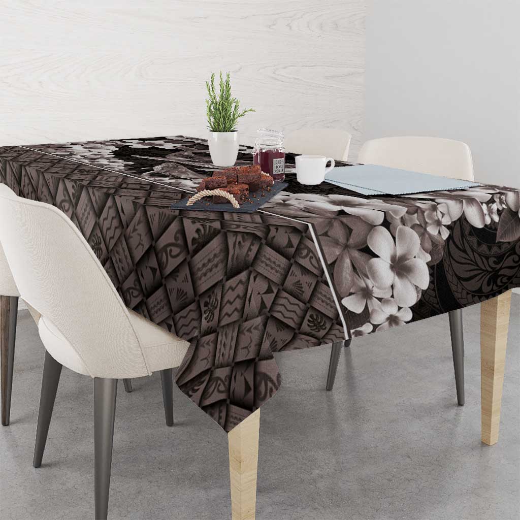 Hawaiian Plumeria and Humpback Whales Tablecloth Polynerian Art Tattoo-Grayscale Mode LT03 - Polynesian Pride