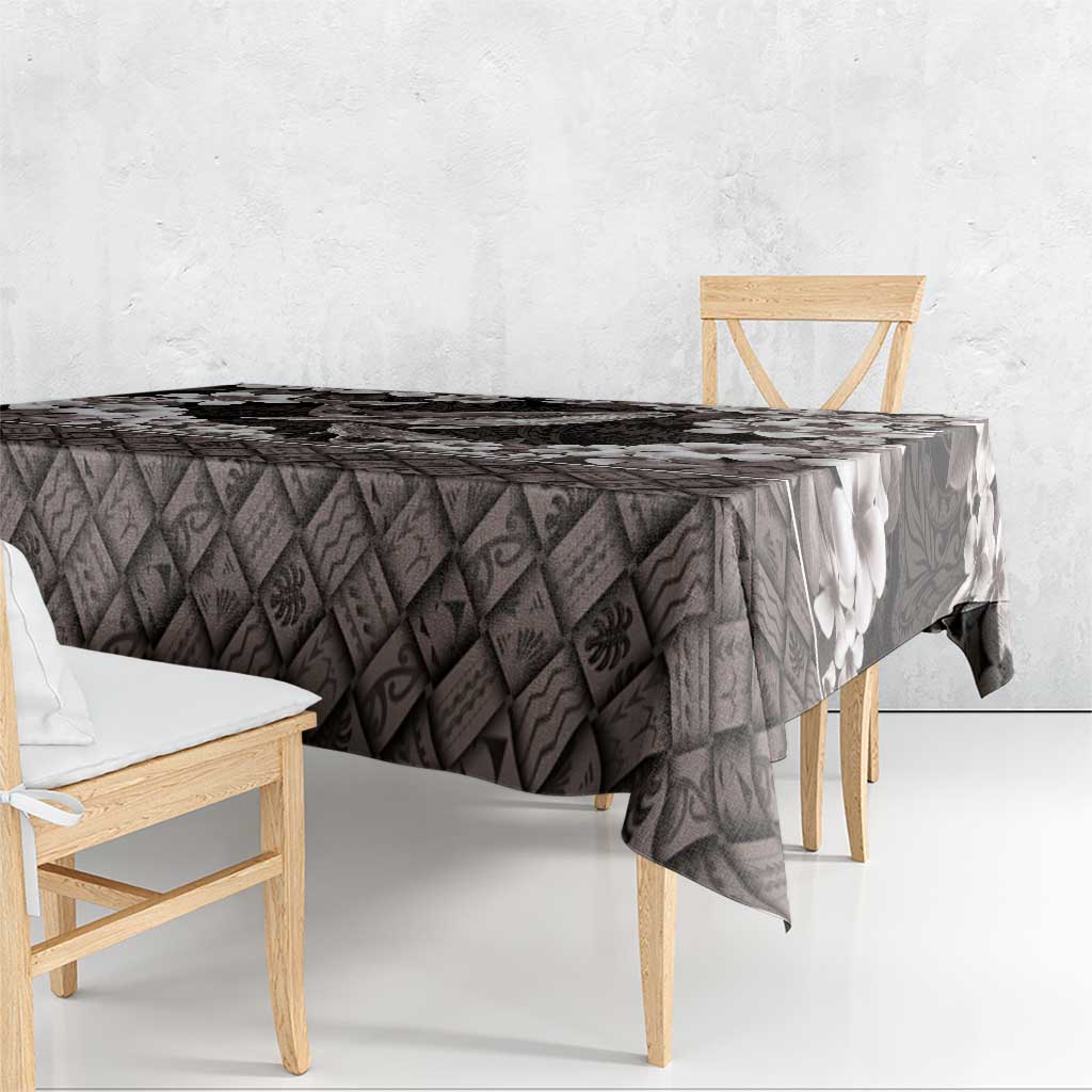 Hawaiian Plumeria and Humpback Whales Tablecloth Polynerian Art Tattoo-Grayscale Mode LT03 - Polynesian Pride