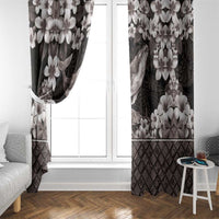 Hawaiian Plumeria and Humpback Whales Window Curtain Polynerian Art Tattoo-Grayscale Mode LT03 - Polynesian Pride