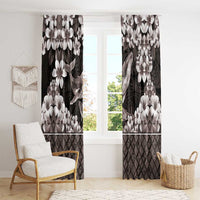 Hawaiian Plumeria and Humpback Whales Window Curtain Polynerian Art Tattoo-Grayscale Mode LT03 - Polynesian Pride