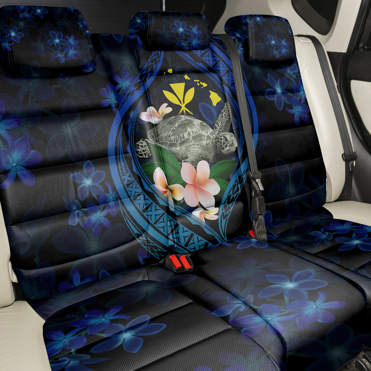 Hawaii Turtle Plumeria Flower Fanciful Back Car Seat Cover