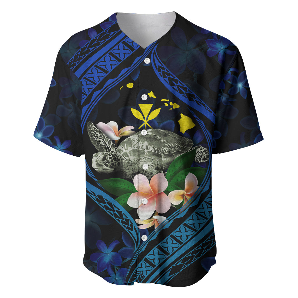 Hawaii Turtle Plumeria Flower Fanciful Baseball Jersey