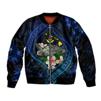 Hawaii Turtle Plumeria Flower Fanciful Bomber Jacket LT03 Unisex Black - Polynesian Pride