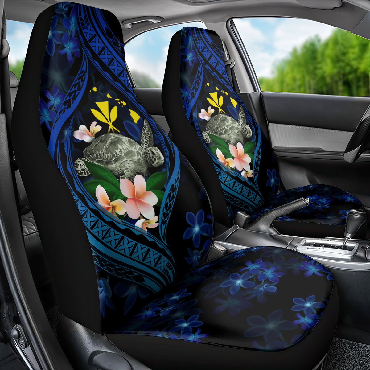 Hawaii Turtle Plumeria Flower Fanciful Car Seat Cover