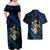 Hawaii Turtle Plumeria Flower Fanciful Couples Matching Off Shoulder Maxi Dress and Hawaiian Shirt