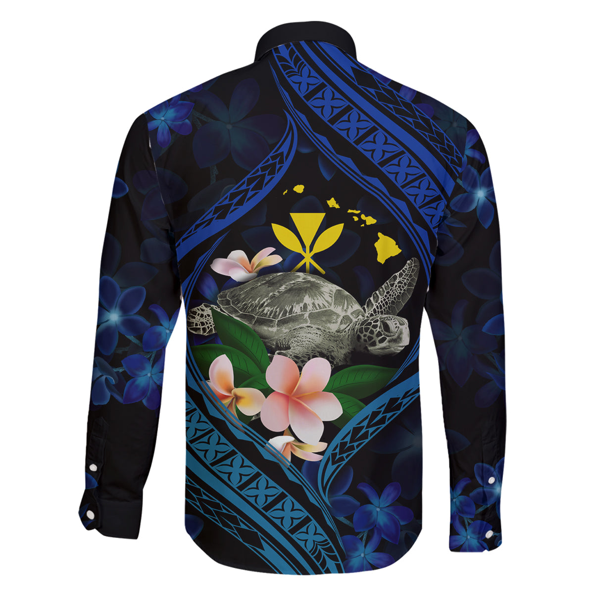 Hawaii Turtle Plumeria Flower Fanciful Family Matching Long Sleeve Bodycon Dress and Hawaiian Shirt LT03 - Polynesian Pride